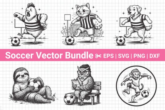Animal Soccer Svg Bundle for T-Shirt Designs Graphics