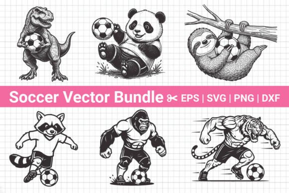 Animal Soccer Svg Bundle, Funny Sport