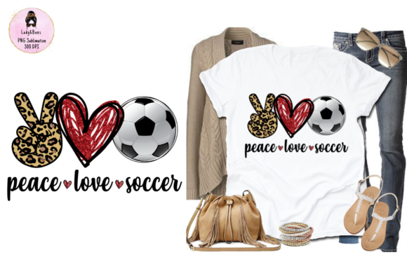 Peace Love Soccer Sublimation PNG Graphics & T-Shirt Designs