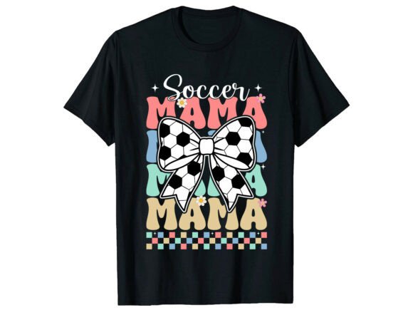 Retro Mama Bow: Soccer Graphics & T-Shirt Designs