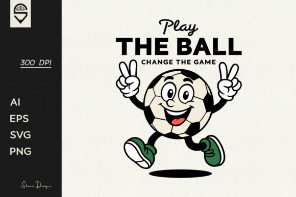 Retro Soccer Ball Character Graphics for T-Shirt Designs