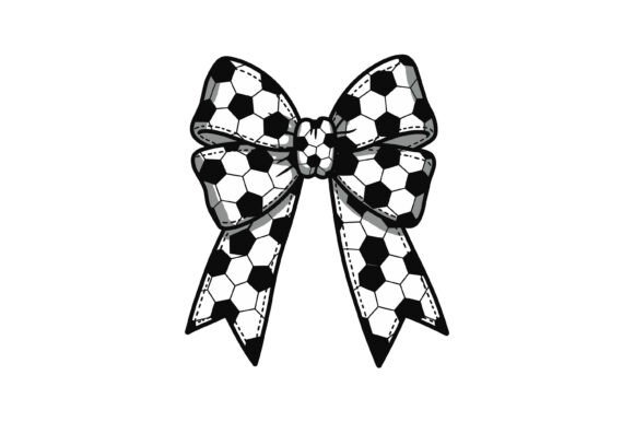 Soccer Pattern Black White Bow Graphics for T-Shirt Designs