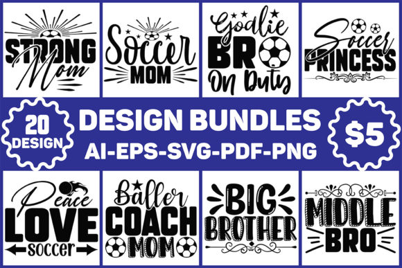 Soccer T-Shirt Design Bundle: Graphics for T-Shirt Designs